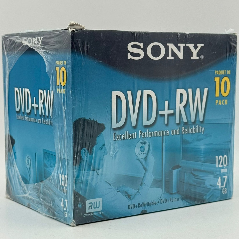 Sony DVD+RW 4.7GB 120min Rewritable Blank Media 10 Pack Sealed 10DPW47L1